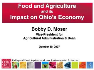 Food and Agriculture and its Impact on Ohio’s Economy