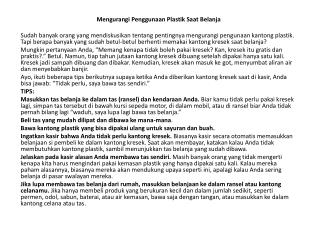 Mengurangi Penggunaan Plastik Saat Belanja