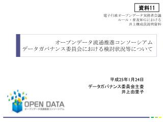 平成 25 年 1 月 24 日 データガバナンス委員会主査井上由里子