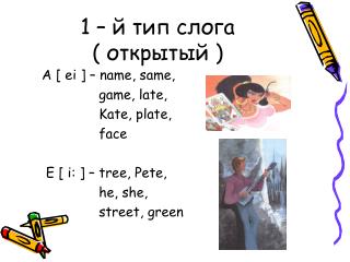 1 – й тип слога ( открытый )