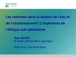 Alain MOREL Sr Water and Sanitation Specialist WSP-Africa The World Bank