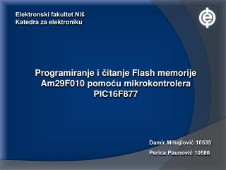 Damir Mihajlović 10535 Perica Paunović 10586