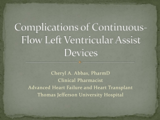 Complications of Continuous-Flow Left Ventricular Assist Devices