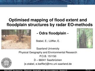 Optimised mapping of flood extent and floodplain structures by radar EO-methods