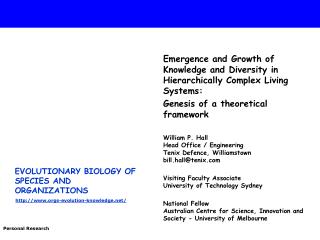 Emergence and Growth of Knowledge and Diversity in Hierarchically Complex Living Systems: