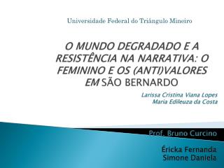 O MUNDO DEGRADADO E A RESISTÊNCIA NA NARRATIVA: O FEMININO E OS (ANTI)VALORES EM SÃO BERNARDO