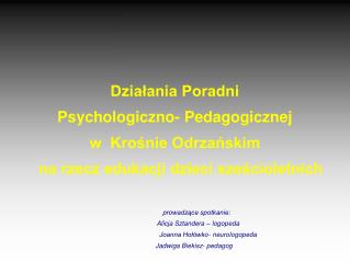 Działania Poradni Psychologiczno- Pedagogicznej