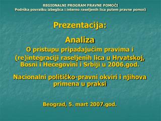 Prezentacija: Analiza O pristupu pripadajućim pravima i