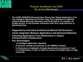 Photonic TeraStream and ODIN By Jeremy Weinberger