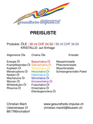 PREISLISTE