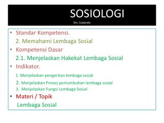SOSIOLOGI Drs. Subando