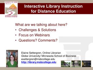 Interactive Library Instruction for Distance Education
