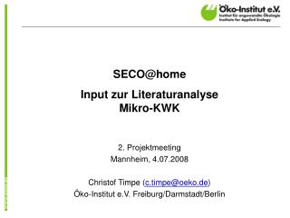 SECO@home Input zur Literaturanalyse Mikro-KWK