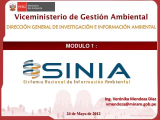 Viceministerio de Gestión Ambiental DIRECCIÓN GENERAL DE I N VESTIGACIÓN E INFORMACIÓN AMBIENTAL