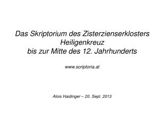 Alois Haidinger – 20. Sept. 2013