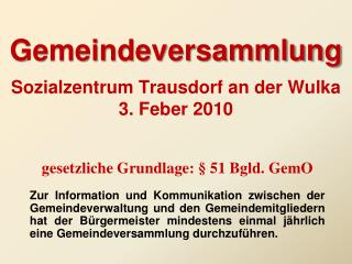 Gemeindeversammlung Sozialzentrum Trausdorf an der Wulka 3 . Feber 2010