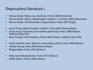 Doporučená literatura I.