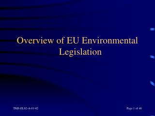 Overview of EU Environmental Legislation