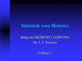 Statistiek voor Historici