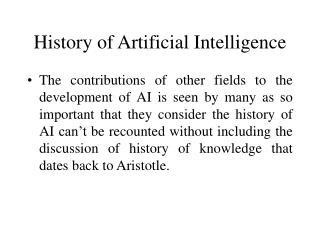 History of Artificial Intelligence