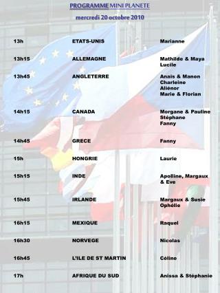 PROGRAMME MINI PLANETE mercredi 20 octobre 2010