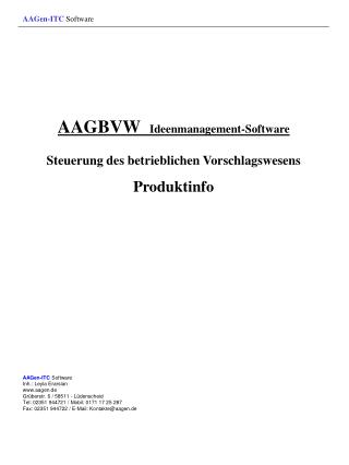 AAGBVW Ideenmanagement-Software Steuerung des betrieblichen Vorschlagswesens
