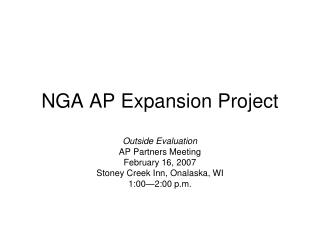 NGA AP Expansion Project