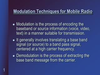 Modulation Techniques for Mobile Radio