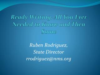 Ready Writing: All You Ever Needed to Know and Then Some