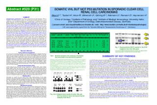 SUMMARY OF KEY FINDINGS VHL and p53 mutational analysis