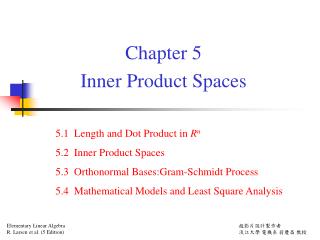 Chapter 5 Inner Product Spaces