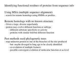 Identifying functional residues of proteins from sequence info