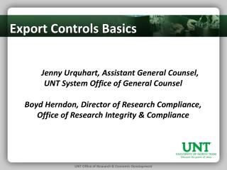 Jenny Urquhart, Assistant General Counsel, UNT System Office of General Counsel