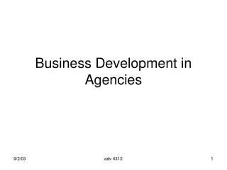 Business Development in Agencies