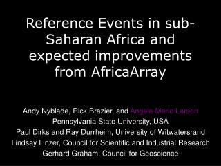 Reference Events in sub-Saharan Africa and expected improvements from AfricaArray