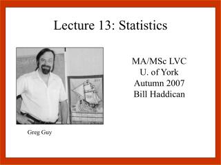 Lecture 13: Statistics