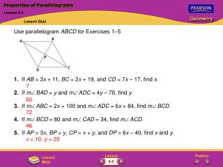 Properties of Parallelograms