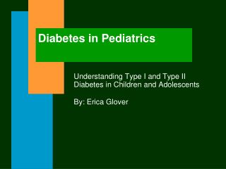 Diabetes in Pediatrics