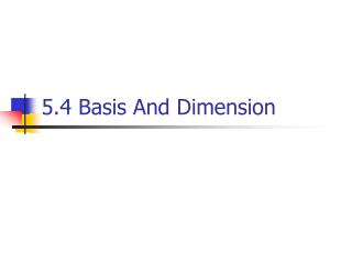 5.4 Basis And Dimension