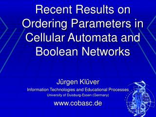 Recent Results on Ordering Parameters in Cellular Automata and Boolean Networks