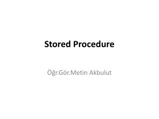 Stored Procedure