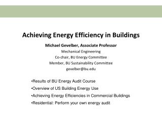 Achieving Energy Efficiency in Buildings