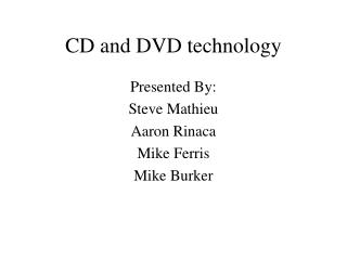 CD and DVD technology