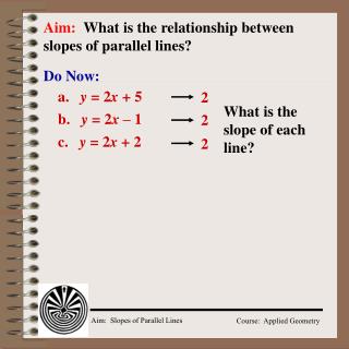 Aim: What is the relationship between slopes of parallel lines?