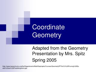 Coordinate Geometry