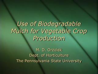 Use of Biodegradable Mulch for Vegetable Crop Production