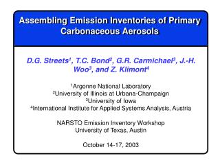 Assembling Emission Inventories of Primary Carbonaceous Aerosols