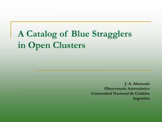 A Catalog of Blue Stragglers in Open Clusters