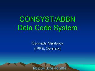 CONSYST/ABBN Data Code System