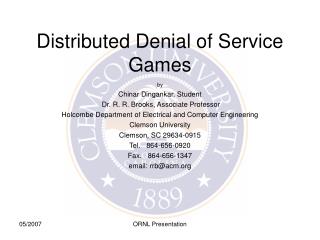 Distributed Denial of Service Games